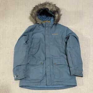 Columbia Omni-Heat Faux Fur Hood Winter Jacket Blue Boys